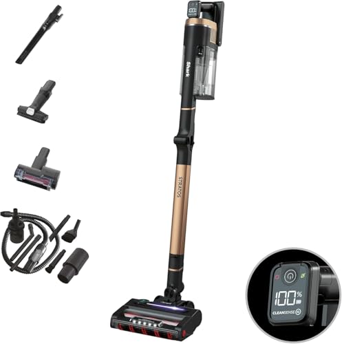 Shark Stratos Cordless Stick Vacuum Cleaner [IZ400UK] with Anti Hair Wrap Plus & Clean Sense IQ, Single Battery, Charcoal/Rose Gold