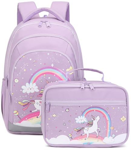 The Good Store Girls School Bag Set | Backpack with Matching Lunchbox | Waterproof and Highly Durable