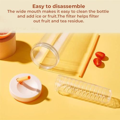 AMERTEER Fruit Infused Water Bottles | 700ML Fruit Infuser Water Bottle with Straw & Lid | Clear Water Bottle with Infuser for Fruit -Leak Proof & Shatter-Proof Reusable Water Bottle Fruit Infuser Gym
