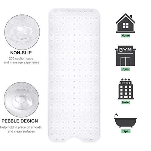 Generic IMY 689 Large Bath Mat for Safety l Non Slip with Suction Cups Durable Shower in Soft Rubber, Anti Mold and Bacteria Ideal Bathtub Mats, white, IMY-689