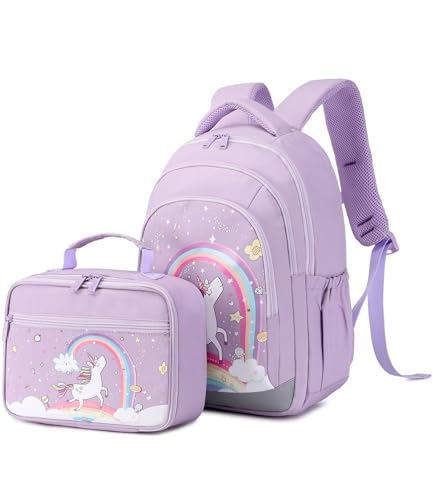 The Good Store Girls School Bag Set | Backpack with Matching Lunchbox | Waterproof and Highly Durable