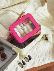 Small Cosmetic Bag for Purse Mini Makeup Bag for School Cute Clear Make Up Pouch for Travel Tiny Leather White Make Up Organizer Case for Backpack Toiletry Bag Waterproof Square Pouch with Zipper