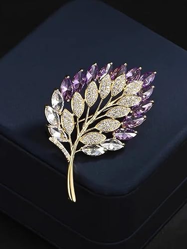 YouBella Jewellery for Women Stylish Celebrity Inspired Leaf Shaped Brooch for Women/Men/Girls/Boys (Purple) (YB_Brooch_154)