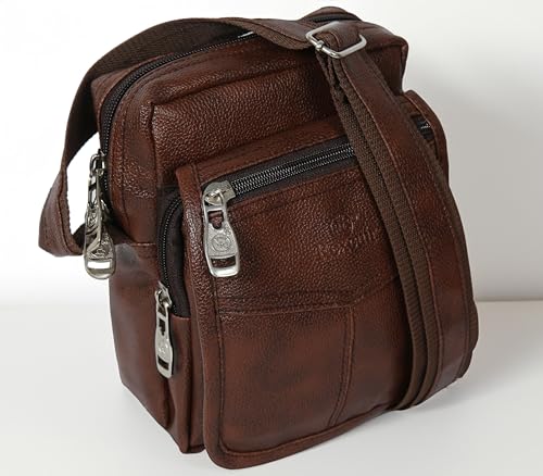 RC Rexcuir Mens Sling Bag,Shoulder Bag,Crossbody,Chest Bag, Compartment for iPad,Suitable for College,Outdoor Travels and Business Daily Use(Brown)