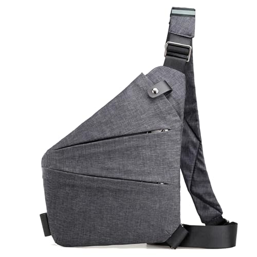 Crossbody Sling Bag, Body Chest Shoulder Bag for Men Women Casual Shoulder Backpack Bag, Anti-Theft Chest Casual Travel Daypack with Hidden Zipper, Slim Sling Bag for Men Women (Gray)