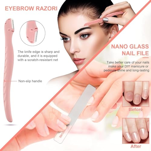 ChicAbode Manicure Set, Professional Pedicure Kit, Nail Clippers Kit, 18 Pcs Nail Care Tools, Grooming Kit, with Luxurious Upgraded Travel Case(Pink)