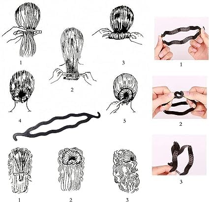 Premify 6 Pcs Terry Tool Set, Hair Styling Accessories Kit for Women & Girls, Bun Maker French Braiding tools For Making DIY Hair Fashion Styles, Hair Braiders for Twist Ponytail Maker (Black)