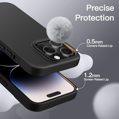 JETech Silicone Case for iPhone 14 Pro Max 6.7-Inch, Silky-Soft Touch Full-Body Protective Phone Case, Shockproof Cover with Microfiber Lining (Black)