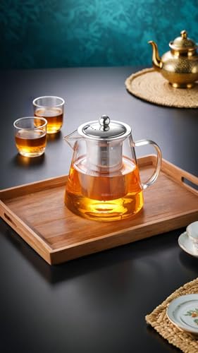 Sweet sevenÂ® Glass Teapot Infuser Set, 32oz Stovetop Safe Blooming & Loose Leaf Tea Maker, good for Flowering Tea & Herbal Brews, Elegant Design Tea Pot Kettle Set