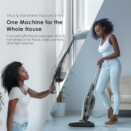Oraimo Upright Stick Vacuum Cleaner 2-in-1, Handheld Hoover 600W 16000Pa High-Power Suction, 2 HEPA Filters, 500ML Dust Cup, 5M Cord Lightweight Household Hoover for Hardwood, Tile, Carpet&Tight Space