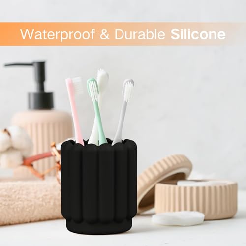 Tazweeq Silicone Pen Holder, Pencil Holder, Cute Pens Cup, Children's Desk Office Decoration, Desktop Accessories, Pen Holder Desk Organizer (Black)