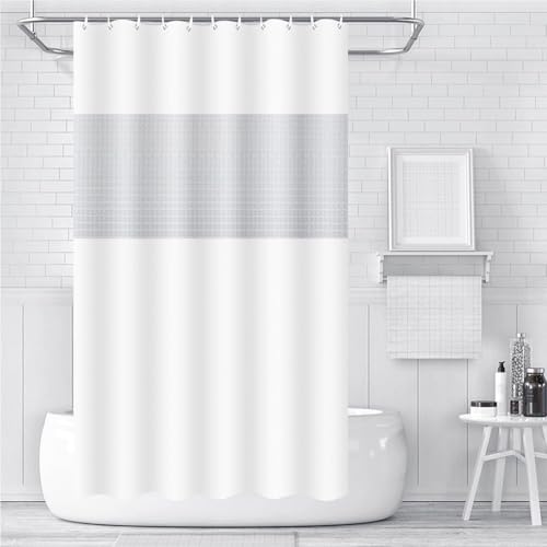 Waterproof Shower Curtain,180x200cm Mildew Proof Bathroom Curtains with 12 Hooks (white)