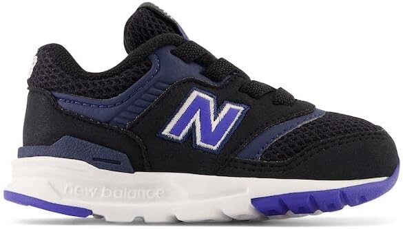 New Balance Boy's Kids 997h Bungee Lace Sneaker, Black/Marine Blue, 3 Infant