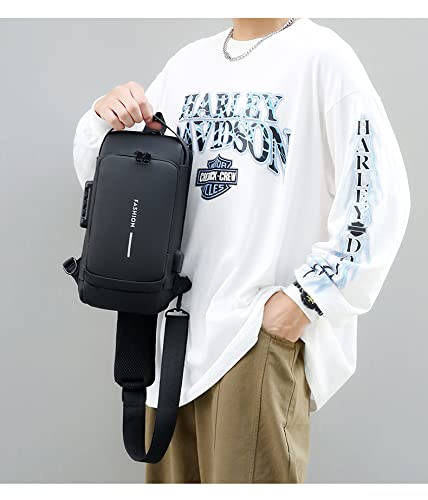 ZYING Anti theft Crossbody Sling Bag, 9.7 iPad, Black, 13 in x 7.1 in x 3.5 in
