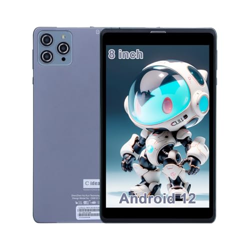 C idea 8 inch Tablet, Android 12.0 Tablet with SIM Card Slot Wifi/5G LTE 8GB RAM,512GB ROM Storage Dual 5MP Camera HD IPS Display, CM818(Gray)