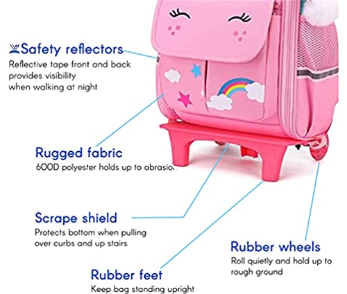 TOMVAES Backpack for School,Roller Bag with Wheels,Double Handle Rolling Backpack,Girls Travel School Children Toddler Trip Rolling Bag Girls Travel Roller Bag