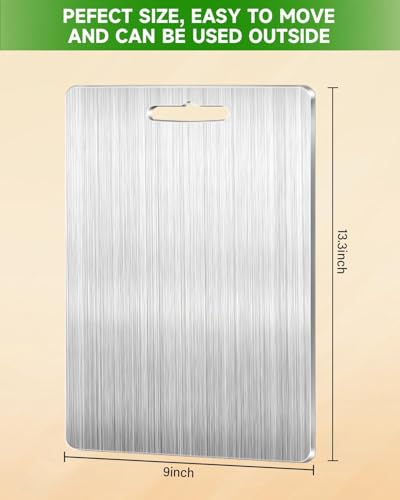 100% Pure Titanium Cutting Board - Dishwasher Safe Stainless Steel Cutting Boards for Kitchen, BPA Free Reversible Chopping Board for Countertop Meal Prep and Serving Kitchen Necessities Kitchenaid