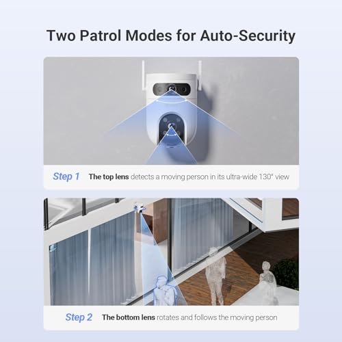 EZVIZ 2K+2K Outdoor Dual Lens 360° Pan Tilt WiFi Camera, Auto Smart Tracking, Human/Vehicle Shape Detection, Color Night Vision, Dual Wi-Fi Antennas, Two Way Talk, Up to 512 GB MicroSD Card (H9c 3MP)