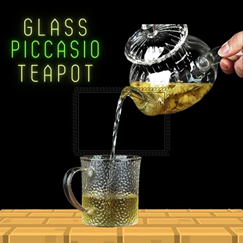 PICCASIO Glass Teapot with Stainless Steel Infuser & Lid,Tea Kettle Stovetop Safe, Blooming Tea Clear Kettle,Tea Maker, For Hot Tea, Iced Tea, Cold Brew Tea, Coffee Pot Ideal for Home Office & Hotel