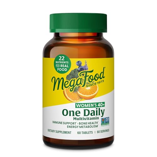 MegaFood Women's 40+ One Daily Multivitamin for Women with Vitamin B12, Vitamin B6, Vitamin C, Vitamin D, Zinc & Iron - Plus Real Food - Immune Support - Bone Health - Non-GMO - Vegetarian - 60 Tabs