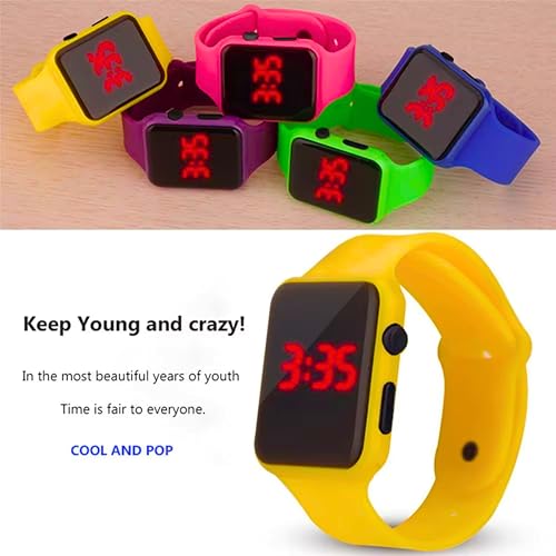 AYEBIA 12pcs Digital LED Watch for Kids, Silicone Wrist Watch, Student Electronic Sports Watch, Bracelet with Metallic Design, Multicolor Fashion Watch for Boys & Girls, Lightweight & Comfortable