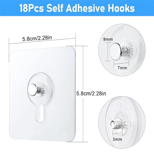 GERRIT Picture Hangers, 15pcs Self Adhesive Picture Hangers Hooks Waterproof Adhesive Wall Hooks Wall Picture Hanger Heavy Duty Wall Hangers Without Nails for Hanging for Home Kitchen Bathroom Office