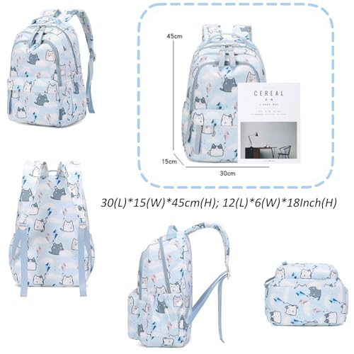 Mfikaryi Cute Cat Casual Daypack Teens Elementary School Backpack Students Bookbag for Girls Boys…