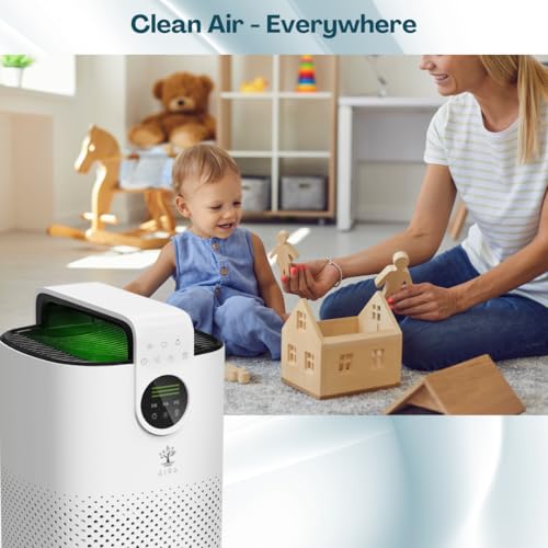 ARIA Portable Air Purifier | HEPA13 Filter | Covers 100m² | PM2.5 Monitor | Touch Controls, Quiet | Air Filter Change Alert | CADR 260m³/hr | Essential Oil Tray | Removes Odor Dust Pet Allergens