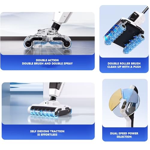 3 In1 Vertical Handheld Vacuum Cleaner,Wet Dry Vacuum Cordless Floor Washer, 0.68L Capacity,Low Noise,Auto Self-Cleaning,Powerful Handheld Vacuum for Hard Floor Rug Pet Hair Home Dorm