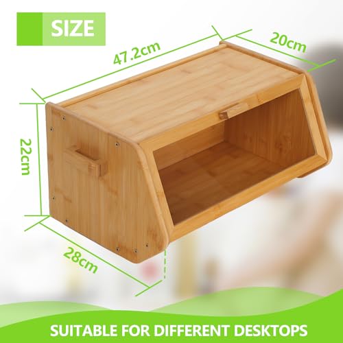 AMBIRD Bamboo Bread Bin - Keep Bread Fresh for Kitchen Counter, Large Capacity Wooden Bread Storage Container, Farmhouse Style Bread Box with Window Bread Holder