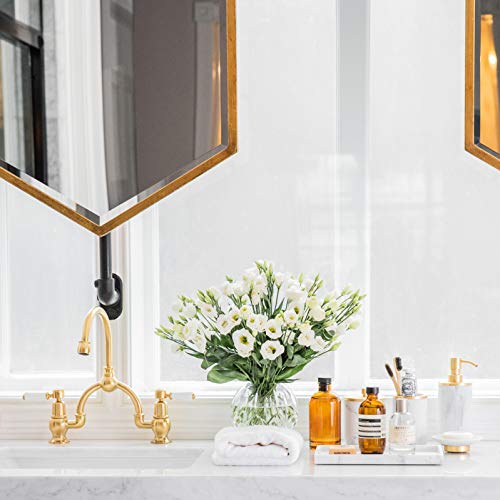 L'MKI Bathroom Soap Dispenser Set - Bathroom Toothbrush Holder Set, Marble, Gold, Farmhouse Bathroom Decor, 5 Piece Bathroom Accessories Set