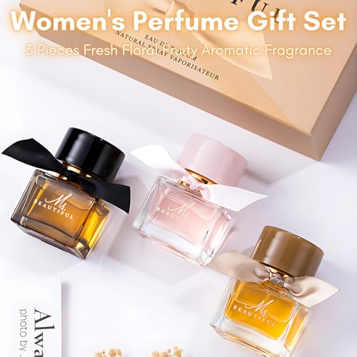 Ladies Perfume Set Eau De Parfum, Luxury Perfume Gift Set for Women, 3x30ml Long-Lasting Perfume Set for Her Birthday, Fresh Floral Fragrance Perfumes Box Gift Set for Girlfriend, Dating, Anniversary