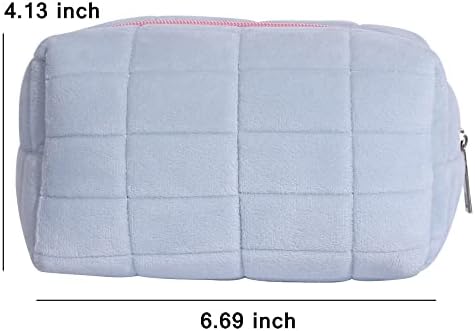 LYDZTION Plush Makeup Bag Cosmetic Bag for Women,Zipper Large Solid Color Travel Toiletry Bag Travel Make Up Toiletry Bag Washing Pouch, white