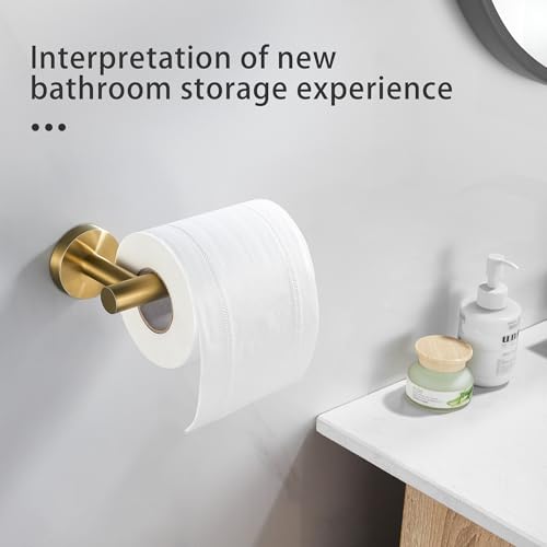 BRIMIX Toilet Paper Holder Toilet Roll Holder Stainless Steel Tissue Holder Wall Mounted for Bathroom Kitchen (Brushed Gold)