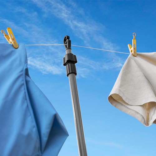 Vivo Technologies Telescopic Washing Line Prop Pole Clothesline Heavy Duty Home Garden Washing Line Dry Clothes Drying Airer Support Extenedable to 2.2M