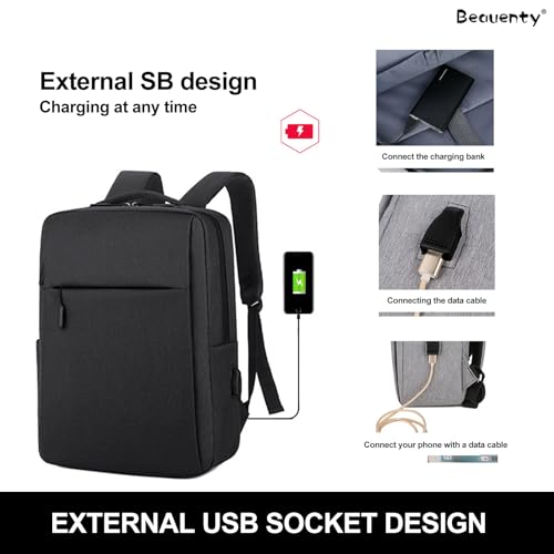 Beauenty Computer Backpack,Travel Backpack Bookbag with Usb Charging Port,Business Anti Theft Slim Durable Laptops Backpack,Water Resistant College School Computer Bag,Fits Notebook