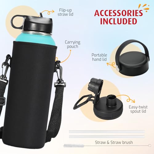ZeroSpace Stainless Steel Water Bottle, 1200ml Insulated Water Bottle with Straw & Brush, BPA-Free Double Wall Vacuum Thermos Flask for Hot & Cold Drinks, Gym, Travel, Office & Kids (Green/Pink)