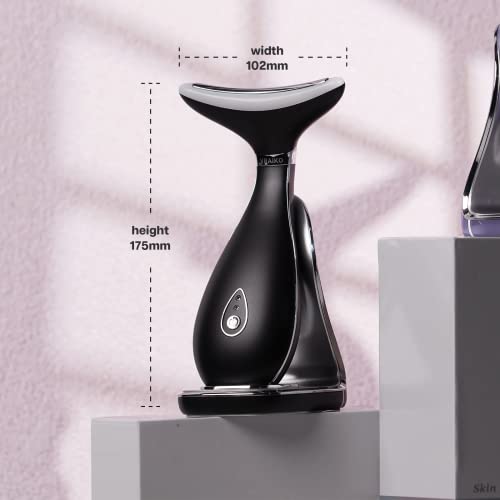 VRAIKO LILY Neck Face Massager, Face Sculpting tool, Skin Rejuvenation Device with Thermal, Triple Action LED and Vibration, for Anti-aging, Lifting and Tightening Sagging Skin (Frosted Black)