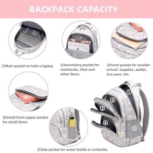 Armbq Girls Backpack Kids School Bookbag Set for Teen Girls Elementary Students Casual Back Pack with Lunch Box