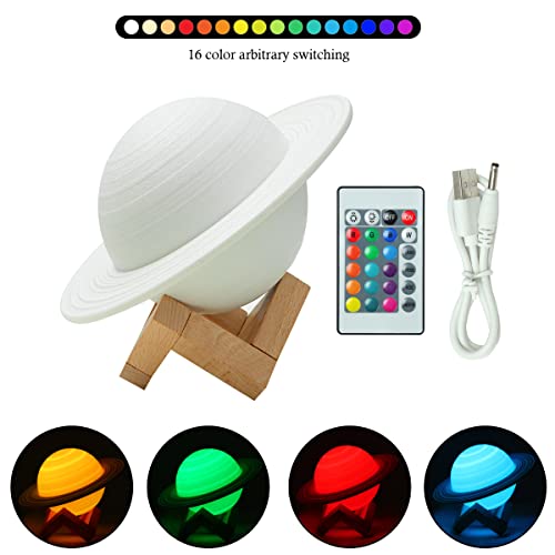 YDSIII Saturn Lamp 6.4 inch Moon Lamp Galaxy Lamp 16 Colors LED 3D Moon Light USB Rechargeable Remote&Touch Control Nursery Room Decor Birthday Gift for Girls&Boys&Women