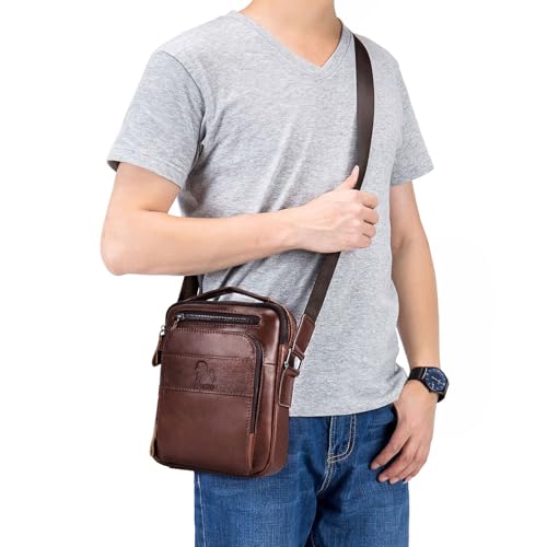 BAIGIO Men's Genuine Leather Shoulder Bag Messenger Briefcase CrossBody Handbag Satchel Travel bag