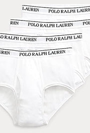 mens Classic Fit Cotton Mid-rise Briefs Briefs (pack of 4) - White/Cruise Navy
