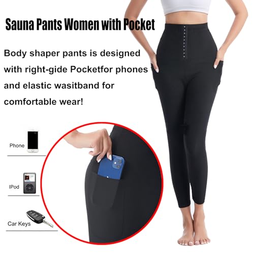 Sauna Pants for Women, High Waisted Leggings for Women, Leggings for Women Tummy Control with Pockets, Womens Workout Leggings,Silver,XXX-Large