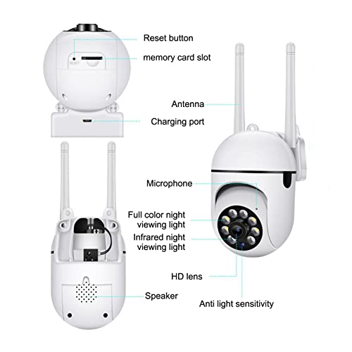 Bewinner 1080P Security Camera with 360° View, Color Night, Two Way, Motion Tracking, 24/7 Recording for Baby Pet Family