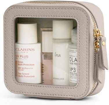 Small Cosmetic Bag for Purse Mini Makeup Bag for School Cute Clear Make Up Pouch for Travel Tiny Leather White Make Up Organizer Case for Backpack Toiletry Bag Waterproof Square Pouch with Zipper