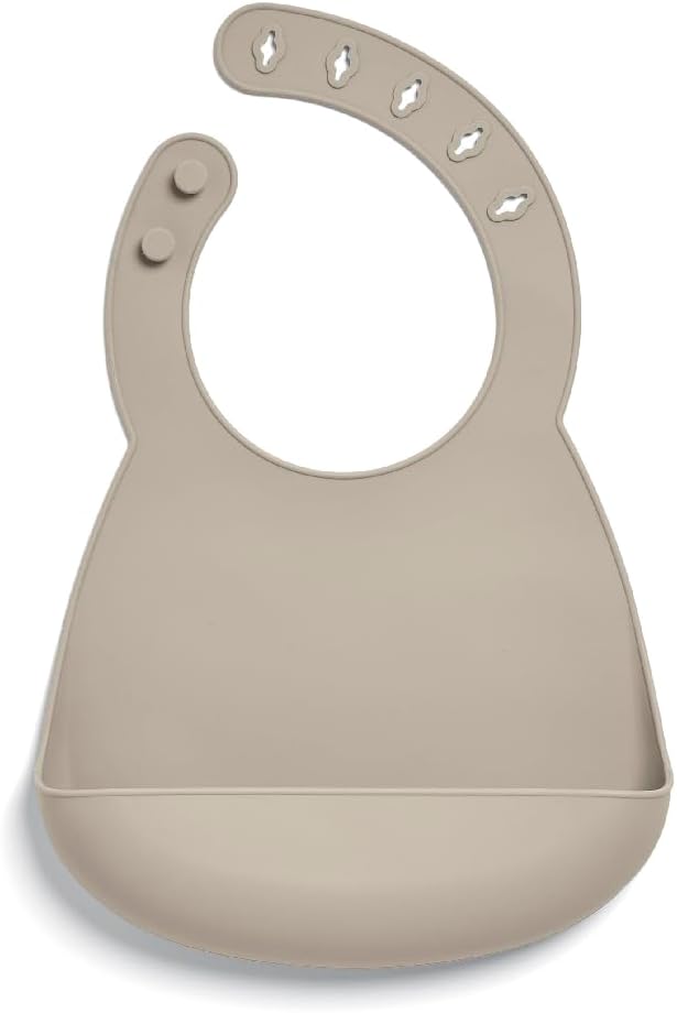 Mamas & Papas 2-Pack Waterproof Silicone Baby Bibs, Adjustable BPA-Free Feeding Bibs with Large Pocket for Food Catching, Ideal for Weaning for 6-18 Months - Neutral Speckle