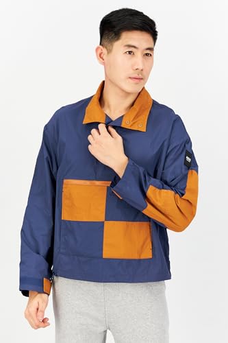 Aigle Men High Neck Long Sleeve Colorblock Windbreaker Jacket Xs Navy Blue