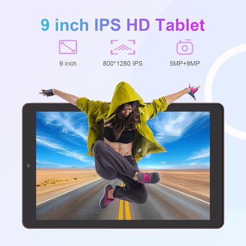 C idea 9 inch Tablet,Android13.0 Tablet with 8GB RAM 512GB RAM, 5MP? Camera,5G SIM Card,8000mAh Battery,Leather Case,CM935 Pro For Gift (Pink)