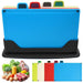 Plastic Chopping Board, Set of 4, 30 x 20 cm, Chopping Board Set with Stand, Dishwasher Safe PP, BPA-Free, Non-Slip Chopping Boards Set, Kitchen Boards for Fruit, Vegetables, Meat