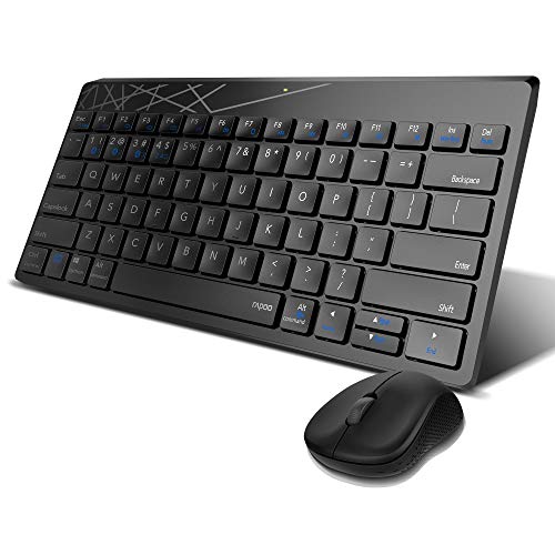 Rapoo 8000M Accessory Set for Computer, Keyboard and Mouse Wireless, Multi Mode, Wireless, USB, 2.4GHz, Bluetooth, Multimedia Buttons, 1300 DPI, Black
